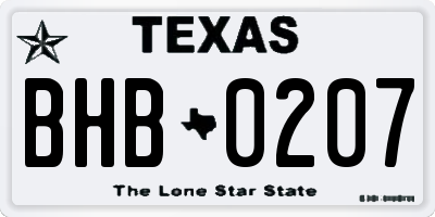 TX license plate BHB0207