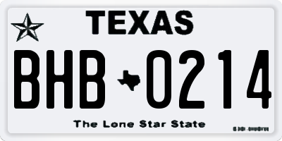 TX license plate BHB0214