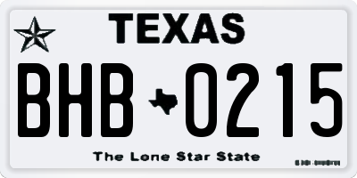 TX license plate BHB0215