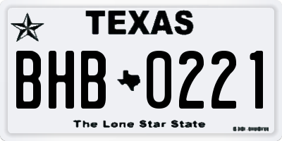 TX license plate BHB0221