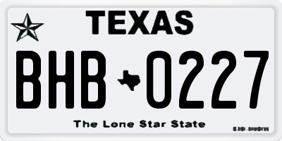 TX license plate BHB0227