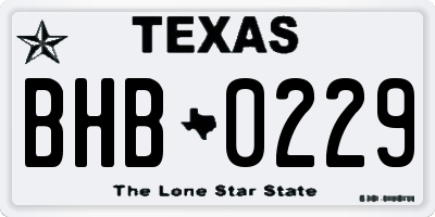 TX license plate BHB0229