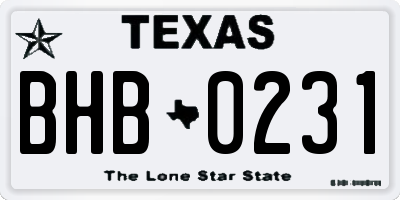 TX license plate BHB0231