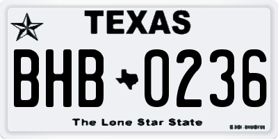 TX license plate BHB0236