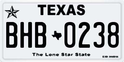 TX license plate BHB0238