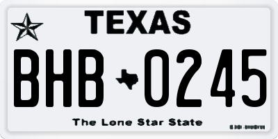 TX license plate BHB0245