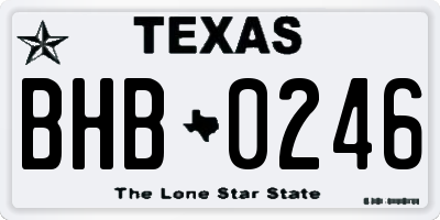 TX license plate BHB0246