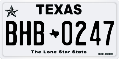 TX license plate BHB0247