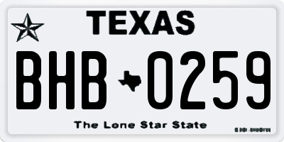 TX license plate BHB0259