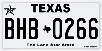 TX license plate BHB0266