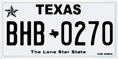 TX license plate BHB0270