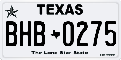TX license plate BHB0275