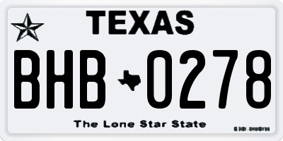 TX license plate BHB0278
