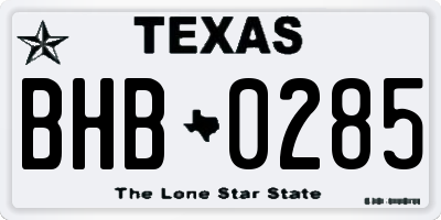TX license plate BHB0285