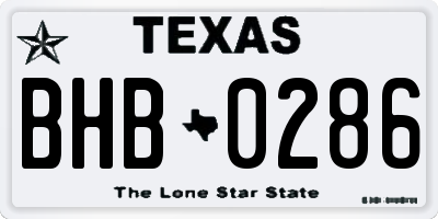 TX license plate BHB0286