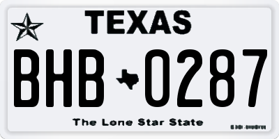 TX license plate BHB0287