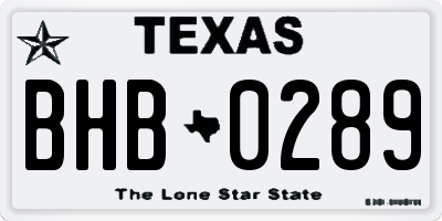 TX license plate BHB0289