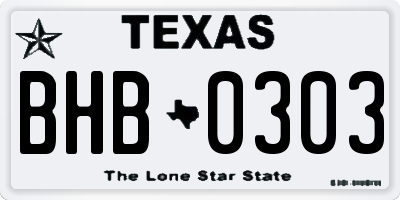 TX license plate BHB0303
