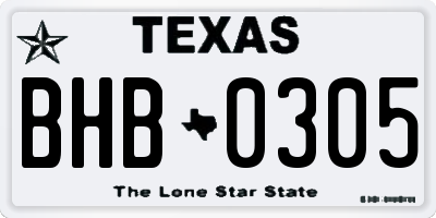 TX license plate BHB0305