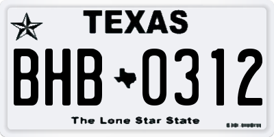 TX license plate BHB0312