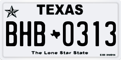 TX license plate BHB0313