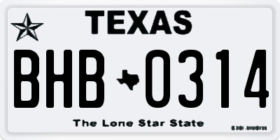 TX license plate BHB0314