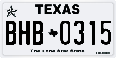TX license plate BHB0315