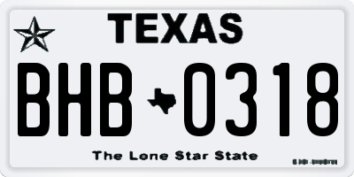 TX license plate BHB0318