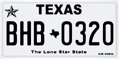 TX license plate BHB0320