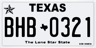 TX license plate BHB0321