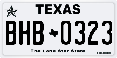 TX license plate BHB0323