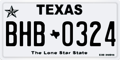 TX license plate BHB0324