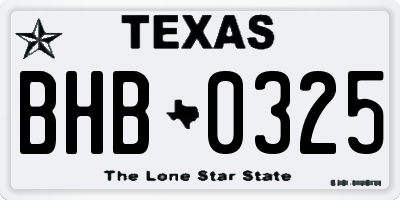 TX license plate BHB0325