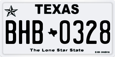 TX license plate BHB0328