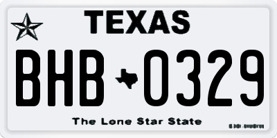 TX license plate BHB0329