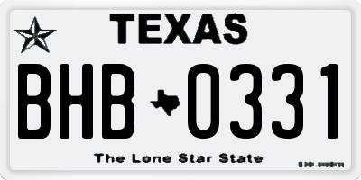 TX license plate BHB0331