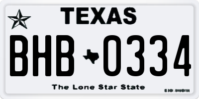 TX license plate BHB0334