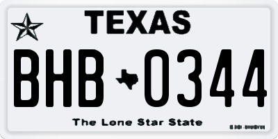 TX license plate BHB0344