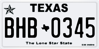 TX license plate BHB0345