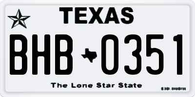 TX license plate BHB0351