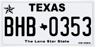TX license plate BHB0353