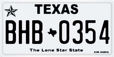 TX license plate BHB0354