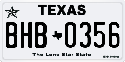 TX license plate BHB0356
