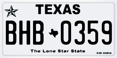 TX license plate BHB0359