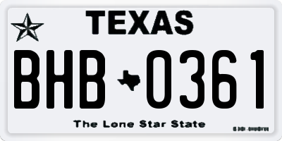 TX license plate BHB0361