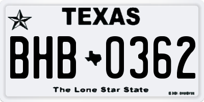 TX license plate BHB0362