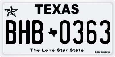 TX license plate BHB0363