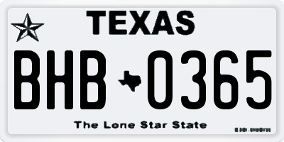 TX license plate BHB0365
