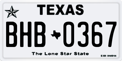 TX license plate BHB0367