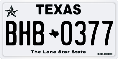 TX license plate BHB0377